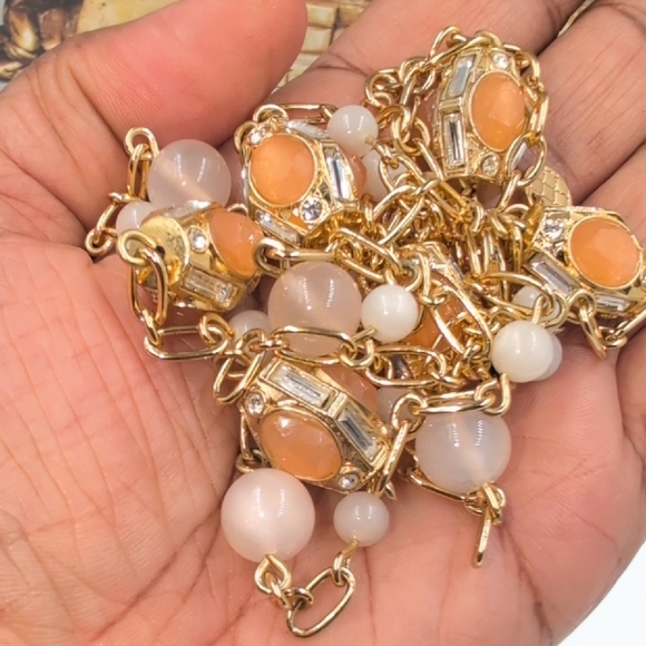 Talbots Gold and Orange Necklace with Vintage Charm - Picture 5 of 6